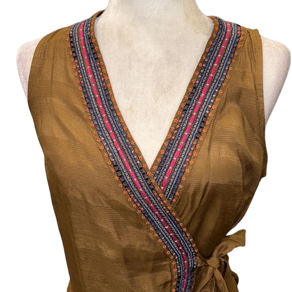 Anthro Maeve Liviana Embroidered Wrap Sleeveless Tunic Waistcoat Top - XS - Picture 4 of 15